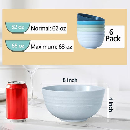 【6 Pcs】Unbreakable Mixing Bowls Unbreakable Salad Bowls, 68 Ounces Microwave - Image 4