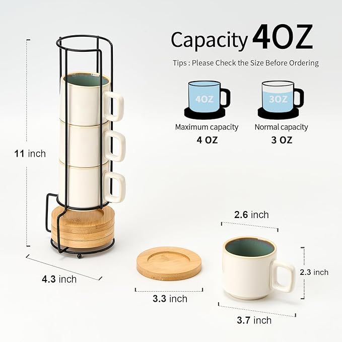 LUKA Porcelain Stackable Espresso Cups - Image 3