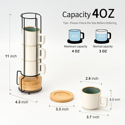 LUKA Porcelain Stackable Espresso Cups - Image 3