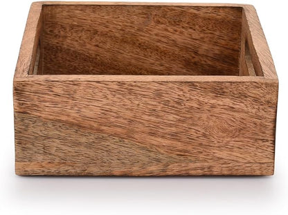 Square Burning Finish Mango Wood Napkin Holder - Image 2