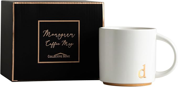 COLLECTIVE HOME Ceramic Coffee Mug, 15 oz Monogram Cup - Image 4