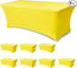 Fitted Stretch Table Cover for 6 Foot Rectangle Tables-8 Pack Yellow Spandex Tablecloth-Elastic Folding Tablecloths for Party, Vendor Booth Display, Banquet Buffet Event, Craft Trade Show