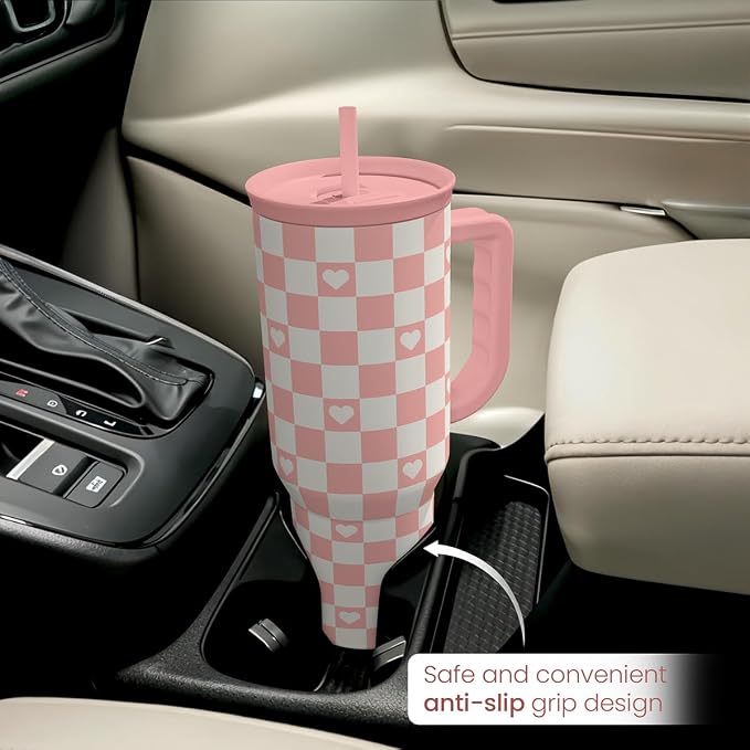 40oz Checkered and Heart Tumbler - Image 8