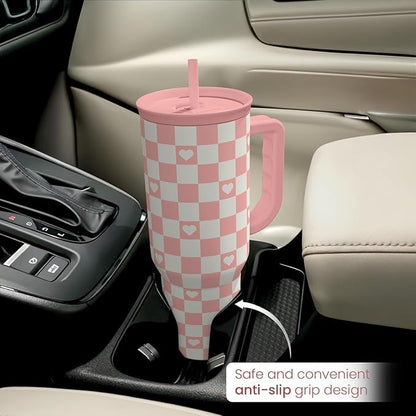 40oz Checkered and Heart Tumbler - Image 8