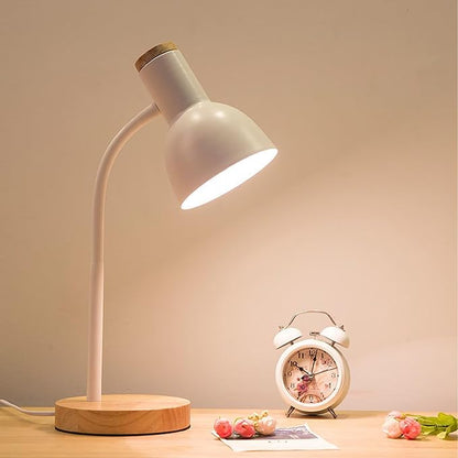 WLHONG LED Desk Lamp, Modern Table Lamps 3 Color Modes, Eye-Caring Reading Light, Desk Light with Adjustable Flexible Gooseneck, Study Lamp for Kids Audlt Bedside Dorm Room Essentials (White)
