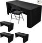 Nasitos 4 Pack Fitted Black Tablecloths for 6 foot Rectangular Tables-Washable and Wrinkle Resistant Trade Show Table Cover, Open Back Folding Table Cloth for Craft Show, Parties, Events, Vendor Booth