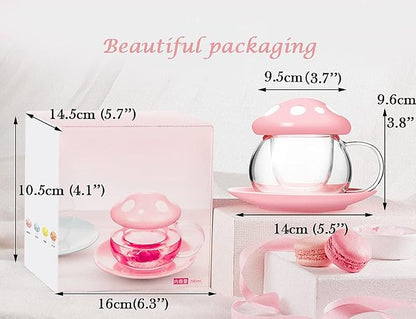 Mushroom Tea Cup Set, Cute Cups Glass Tea Cups - Image 6