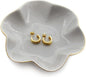 HANKOR 4.7 inch Small Ring Dish, Ceramic Jewelry Holder Tray, Gray Catch All Trinket Bowl for Keys Rings Earrings