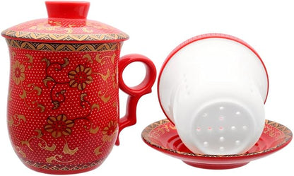 Porcelain Tea Cup with Infuser Lid and Saucer Sets - Image 5