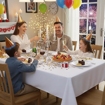 sancua Rectangle Tablecloth - 54 x 78 Inch - Stain and Wrinkle Resistant Washable Polyester Table Cloth, Decorative Fabric Table Cover for Dining Tables, Buffet Parties and Camping, White