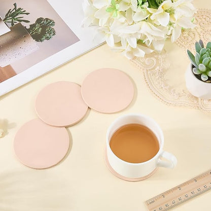 5PCS 3.23 Inch Round Vegetable Tan Genuine Leather Pad for Laser Engraving 3mm Thick Tooling Veg Circular Leather Pieces Sheet for Coasters Tooling Stamping Carving