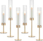Hewory Gold Taper Candle Holders: Candlestick Holders Set of 6 Hurricane Glass Tall Candle Holder for Candlesticks Candle Sticks Holder Decor for Table Centerpiece Wedding Party Christmas Decorations
