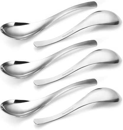 HIWARE Thick Heavy-weight Soup Spoons, High Grade Stainless Steel Soup Spoons by HIWARE