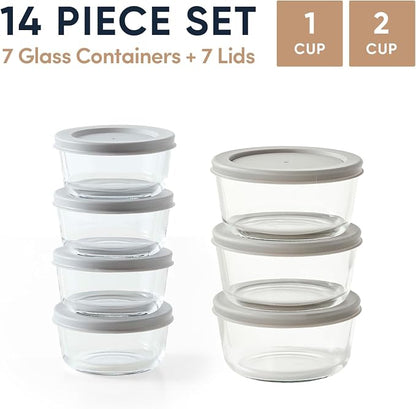 14-Piece Glass Food Storage Containers Set | 1-Cup & 2-Cup, Leakproof | - Image 2