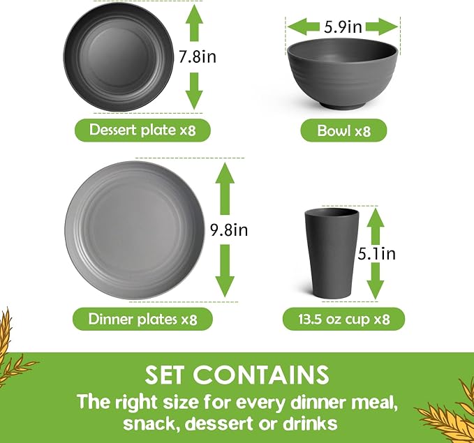 Teivio 32-Piece Plates and Bowls Sets - Image 2