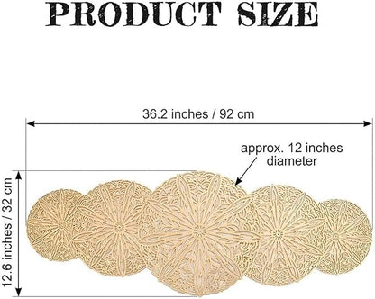 Gold Table Runner 36 Inches Flower Dining Table Runner Fall Decor | Vinyl - Image 3