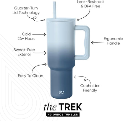 Simple Modern Tumbler with Handle and Straw | 40oz | Ombré | Trek Tumbler - Image 2