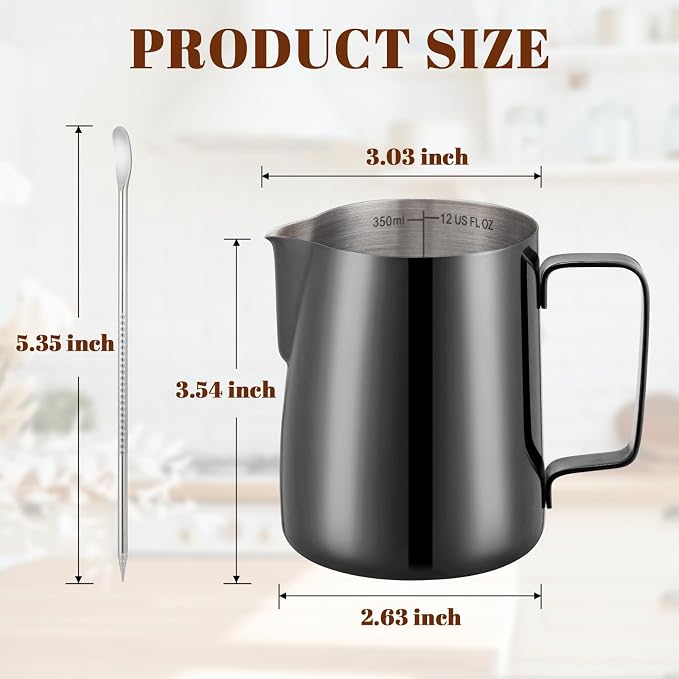 Amrules Milk Frothing Pitcher, 12 oz Milk Frother Cup - Image 2