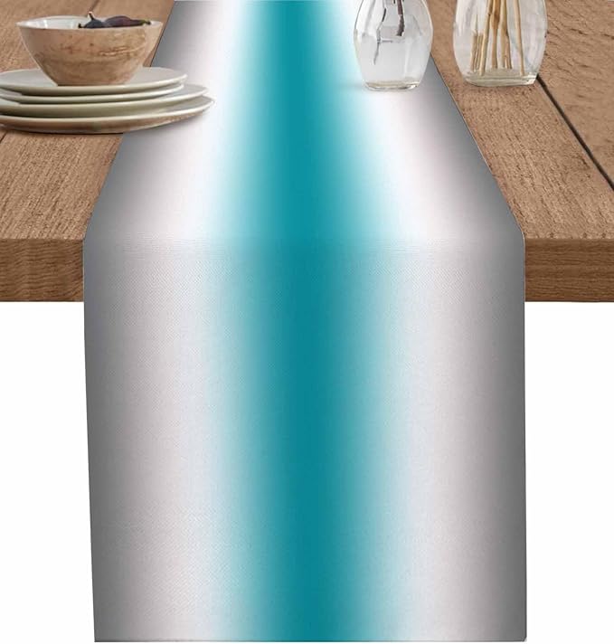 Turquoise Gray Ombre Table Runners 48 Inches Long, Farmhouse Teal Gradient by Unknown
