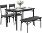 Dining Table Set for 4, Rectangular Kitchen Table and Chairs Set of 4 for Small Spaces, Modern Dining Room Table Set with Upholstered Bench and 2 Chairs, Space Saving Dining Furniture for Apartments