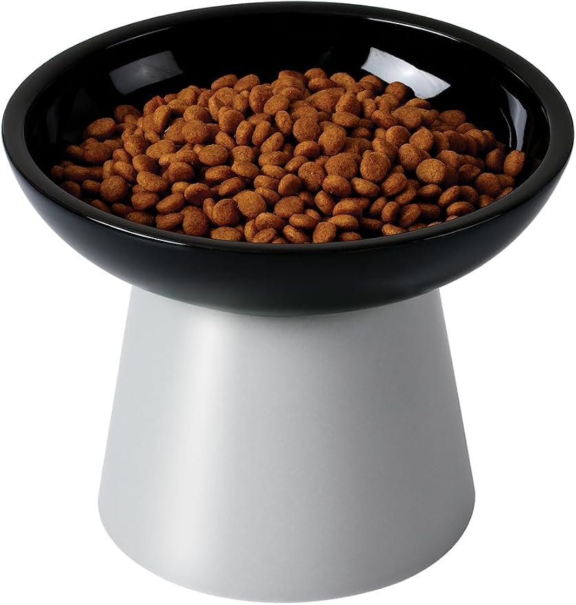 LoeJan Elevated Cat Food and Water Bowls Set, Extra Wide and Raised Ceramic by LoeJan