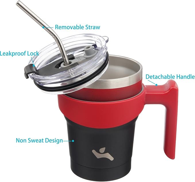 Konokyo 10 oz Tumbler with Handle and Straw, Insulated Travel Mug | Mystic - Image 2