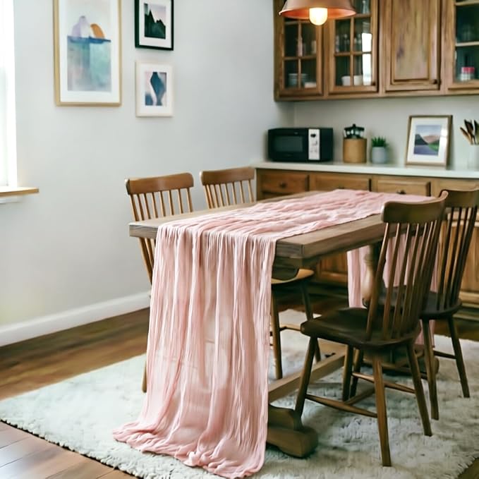 Dusty Pink Cheesecloth Table Runner 160 Inches 14 Ft Gauze Table Runner | - Image 3