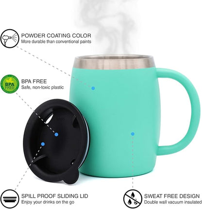 Stainless Steel Insulated Coffee Mugs Set of 2 Double Wall Coffee Cups - Image 2