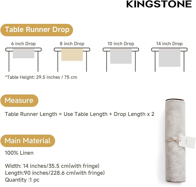100% French Linen Table Runner 90", 210GSM Heavyweight Artisanry, Crease-Free - Image 6