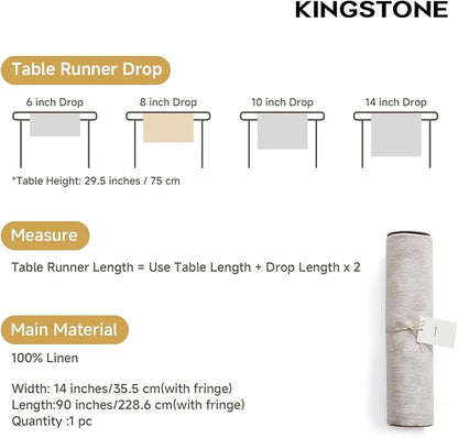 100% French Linen Table Runner 90", 210GSM Heavyweight Artisanry, Crease-Free - Image 6