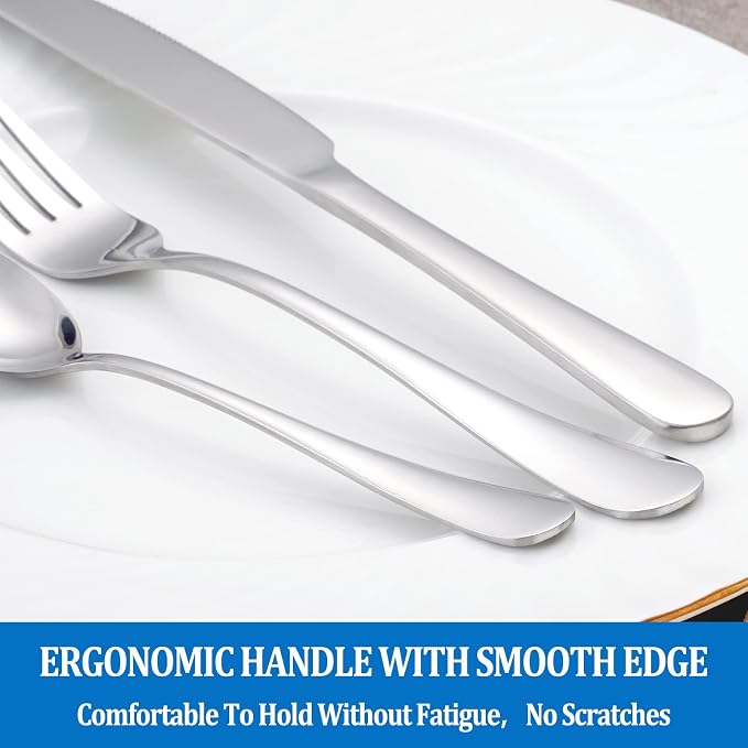 24 Pcs Forks and Spoons Silverware Set, Food Grade Stainless Steel Flatware - Image 5
