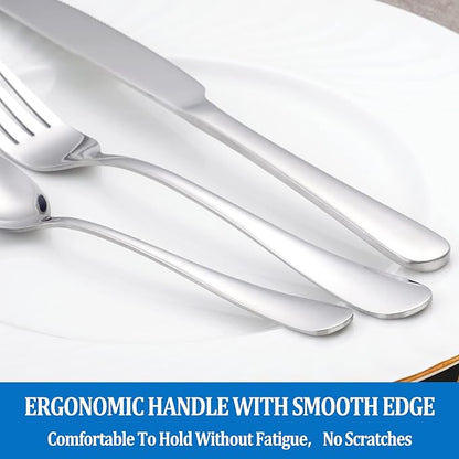 32 Pcs Forks and Spoons Silverware Set, Food Grade Stainless Steel Flatware - Image 5