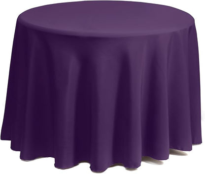 Gee Di Moda Round Tablecloth - 132 Inch Purple Round Table Cloth for 72 to 96 Inch Round Tables - Heavy Duty Washable Fabric - for Buffet Table, Holiday Party, Dinner, Wedding & Baby Shower