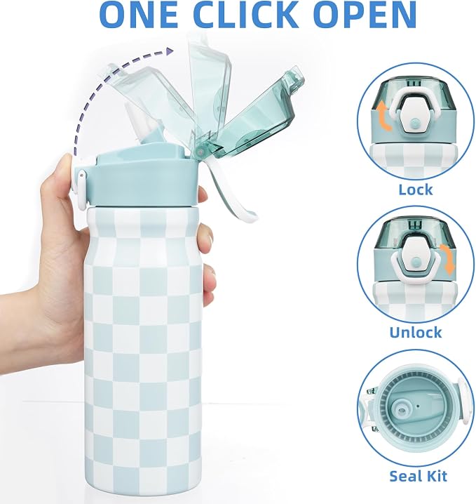 BJPKPK 18 oz Water Bottle with Straw & Handle, Insulated Stainless Flask | Leak - Image 3
