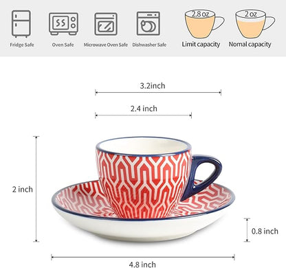 Selamica Ceramic 2 oz Espresso Cups, Small Expresso Coffee Cup Set - Image 3