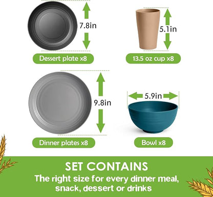 Teivio 32-Piece Plates and Bowls Sets - Image 2