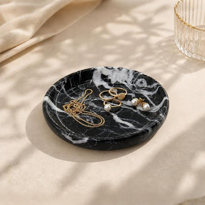 Small Natural Marble Jewelry Tray Key Plate Holder Dish Trinket Decor Catch All by Unknown