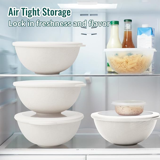 40 OZ Salad Bowl with Lid, Unbreakable Wheat Straw Bowls Sets, Cereal Bowls - Image 6