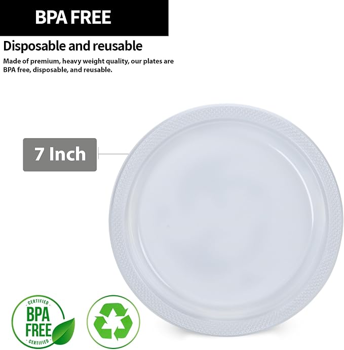 Clear Solid Color Premium Heavy Weight Plastic Appetizer Plate 50 Count - Image 2