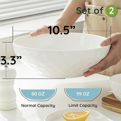 HOMBENE Large Pasta Bowls Set of 2, 10 Inch Pasta Serving Bowl Dinner Bowls - Image 3