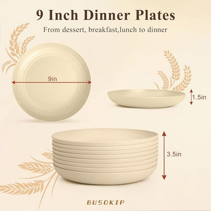 Dinner Plates Set for 8, Wheat Straw Plate 10 Inch, Unbreakable Serving Plates - Image 2