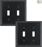 2-Pack Double Toggle Light Switch Cover Plate, Durable Solid Zinc Alloy Decorative Dual Switch Plate Covers, Black 2 Gang Wall Plate, Corrosion Resistant