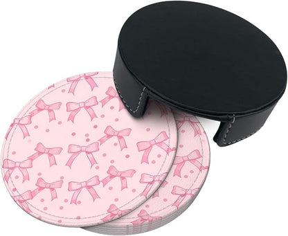 Cute Pink Bow Dot Coasters for Drinks, Drink Coaster - Image 7