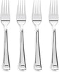 Prestee 100-Pack Heavy Duty Plastic Forks - 7-Inch Elegant Silver Plastic Forks Disposable Set - Fancy, Disposable Silverware Utensils for Parties, Holidays, Weddings, and Events - Durable Cutlery Set