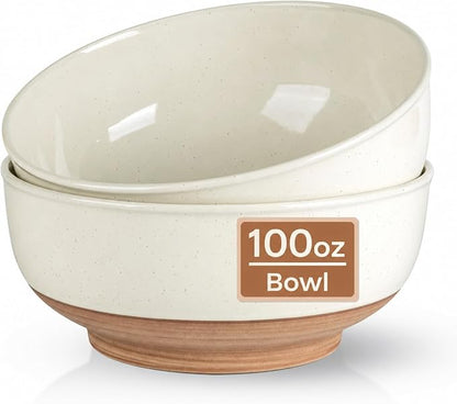 AmorArc 9.8’’ Ceramic Serving Bowls, 3.1 Qt Extra Large Salad Bowls Set of 2 by AmorArc