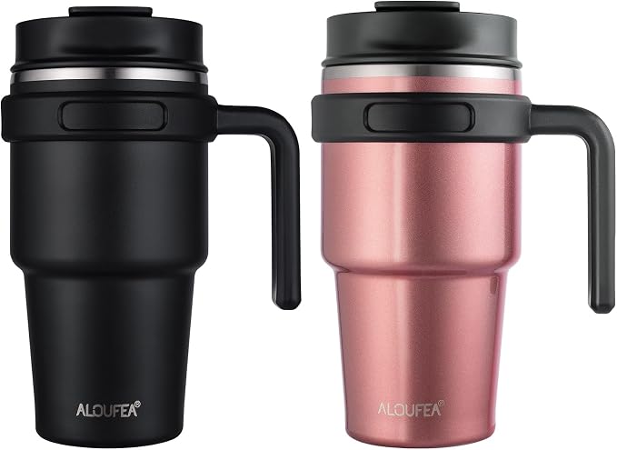 20 oz Insulated Travel Coffee Mug Tumbler by ALOUFEA