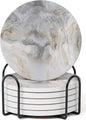 Set of 6 Abstract Gray White Marble Coasters by Hoomey