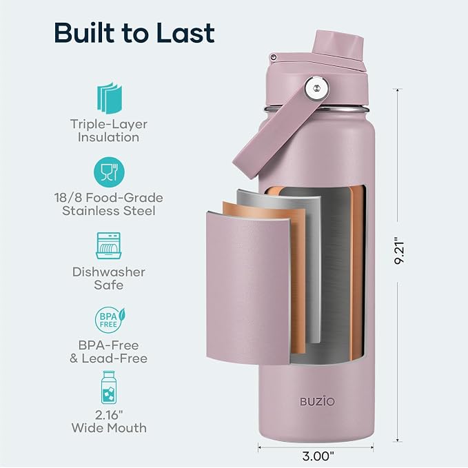 BUZIO 24 oz Insulated Stainless Steel Water Bottle - Image 4