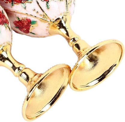 2 Pcs Vintage Metal Wine Cups, Alloy Embossed Mini Goblets, 2.76 x 1.69 in - Image 7
