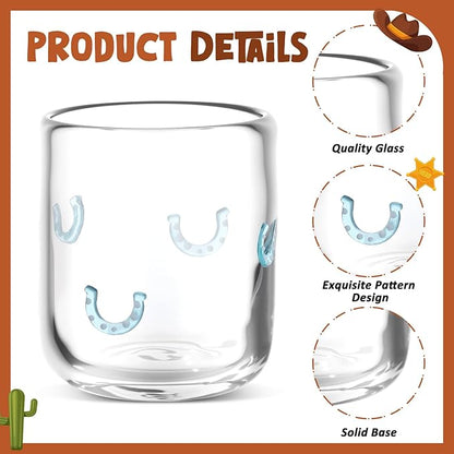 Icon Juice Glasses, 14oz Stemless Wine Drinking Juice Glass Cup for Valentine Party Supplies Gift(2 Pcs,Horseshoe)